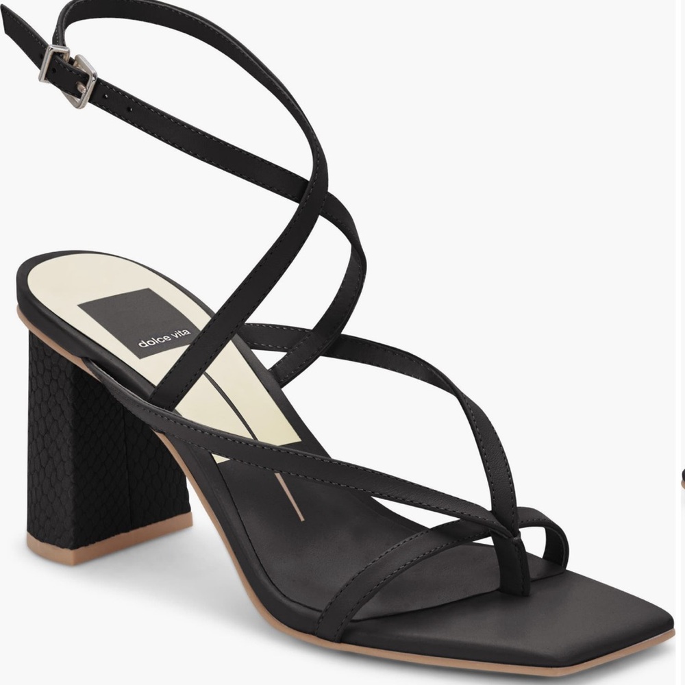 Dolce Vita Paroo Block Heel Ankle Strap Square Toe Heels Black Size 9.5